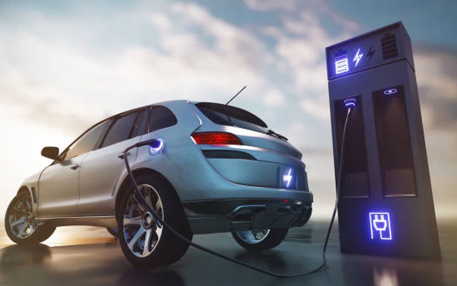Electric vehicle at a charging point