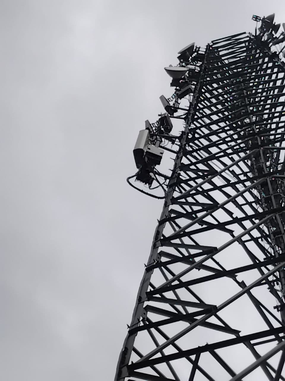Mounting detail on the lattice tower